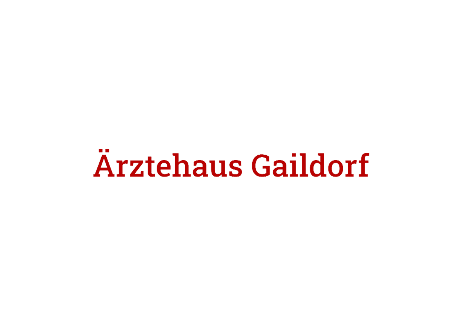 Wortmarke des Ärztehauses Gaildorf. Der Name ‚Ärztehaus Gaildorf‘ ist in roter Schrift dargestellt.