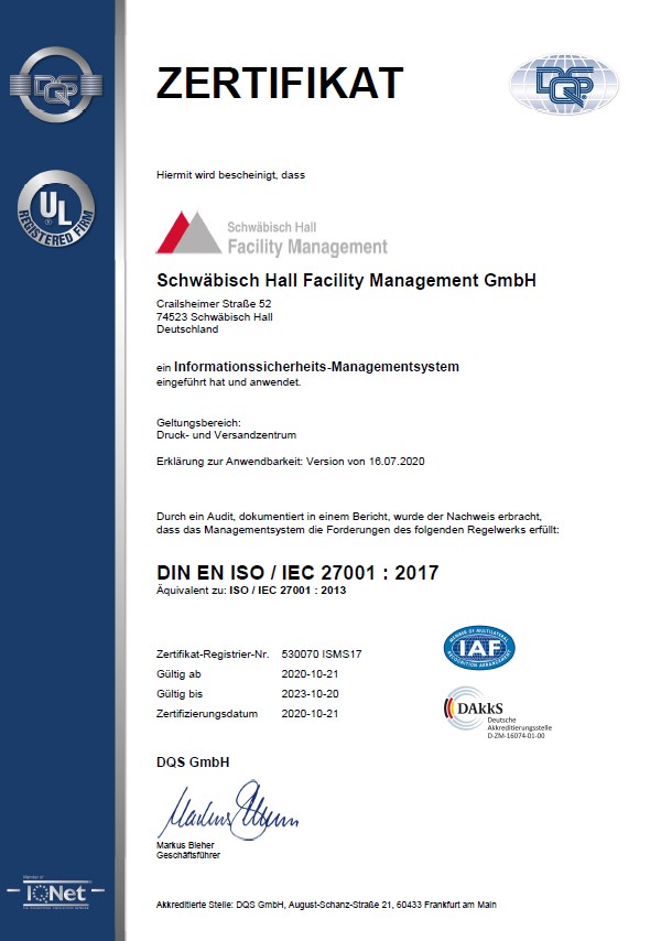Zertifikat (27001) 530070